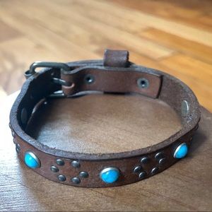 Turquoise leather bracelet